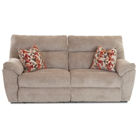 Casual Reclining 2 Over 2 Sofa with Accent Pillows